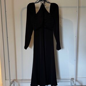 Astr Black Halter Gown with Bishop Sleeves
